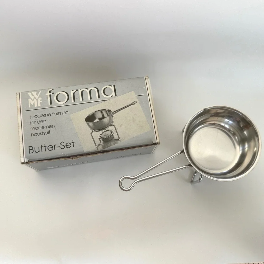 WMF‎ Forma Butter-Set Stainless Steel Melting Pot + Stand Germany Vintage w/ Box